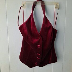 White House Black Market Red Velvet Halter Vest Top